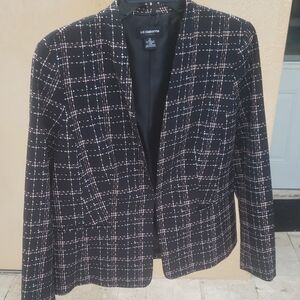 Liz Claiborne Black and White Plaid Blazer